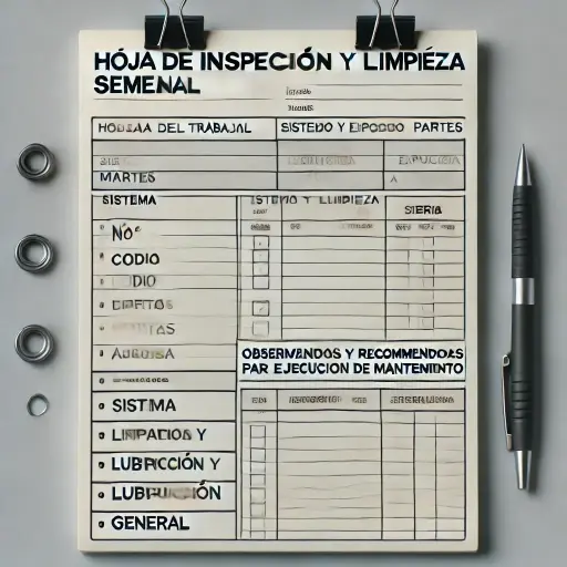 Block de Hojas de Inspección y Limpieza Semanal